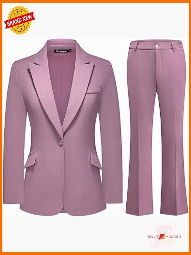 Women's Pinstripe Suit Set Blazer & Bootcut Pants 2-Piece Office Work